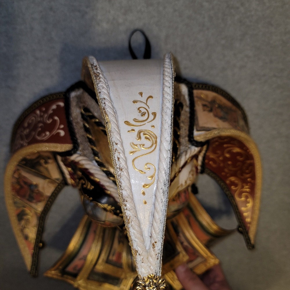 Venetian Jester Masquerade Mask Gold Black Tarot Card Carnival Wall Decor 13in - Picture 5 of 9